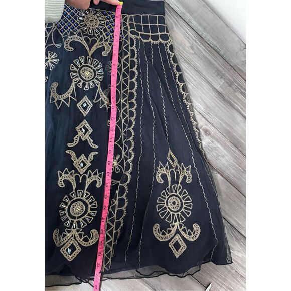 Bl^nk London Tulle Embroidered Black Carolina Midi Layered Skirt Size XS Dark Fa - Picture 10 of 10